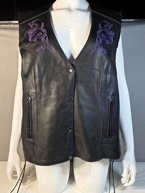Milwaukee Leather Women's Leather Side Laced Concealed Carry Vest Size 4XL